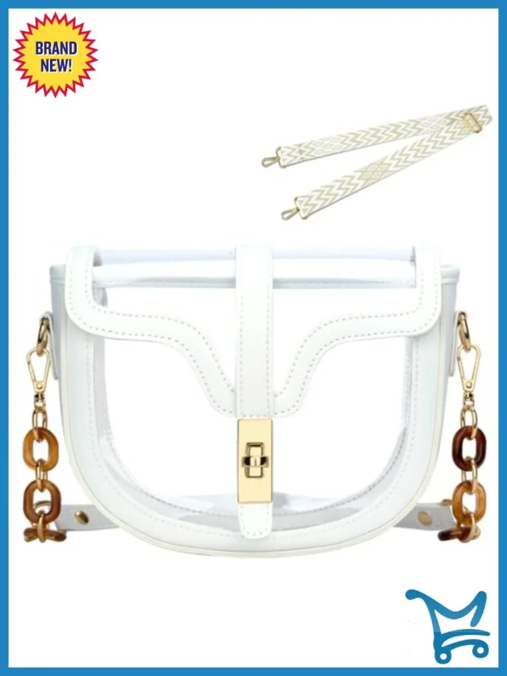 Clear Crossbody Purse Stadium Approved Transparent PVC Vegan Leather Shoulder